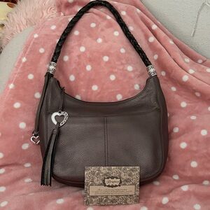 Brighton Barbados Metallic Gray Leather Shoulder Bag NWT